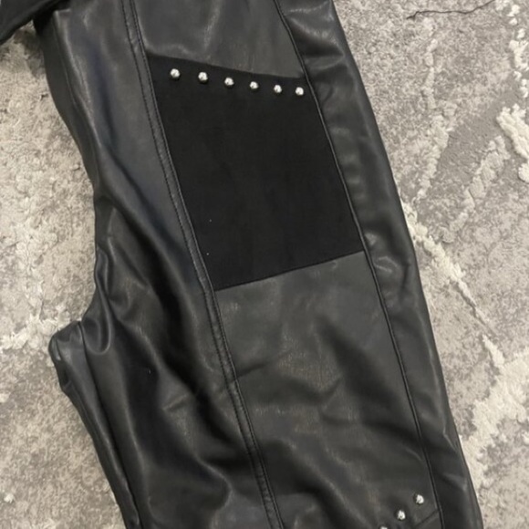 Bershka Black Leather Jacket with Studded Accents - Picture 2 of 5